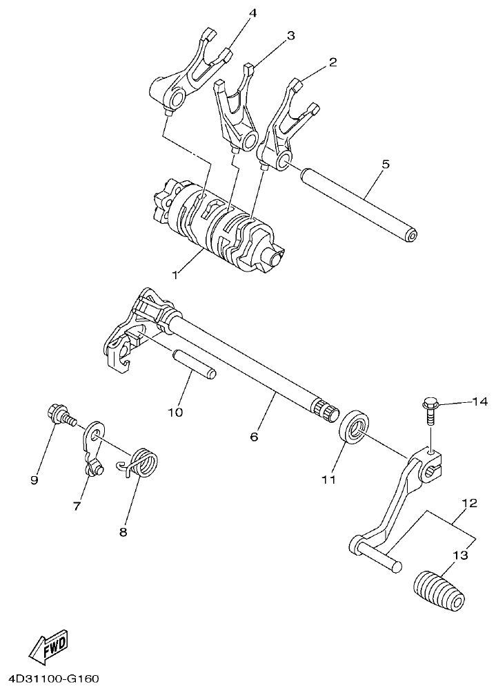 Yamaha 250RAP SHIFT CAM & FORK parts diagram